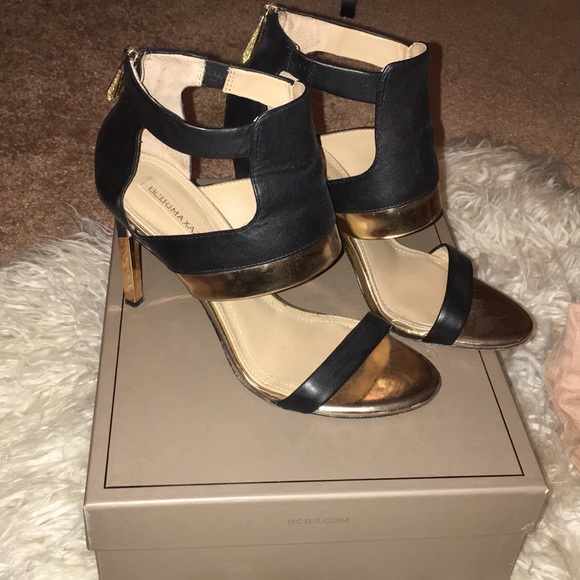 bcbg gold heels